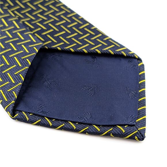 Brooks Brothers Makers Silk Tie Geometric Classic Prep Quiet Luxury Navy Citron - Picture 6 of 8
